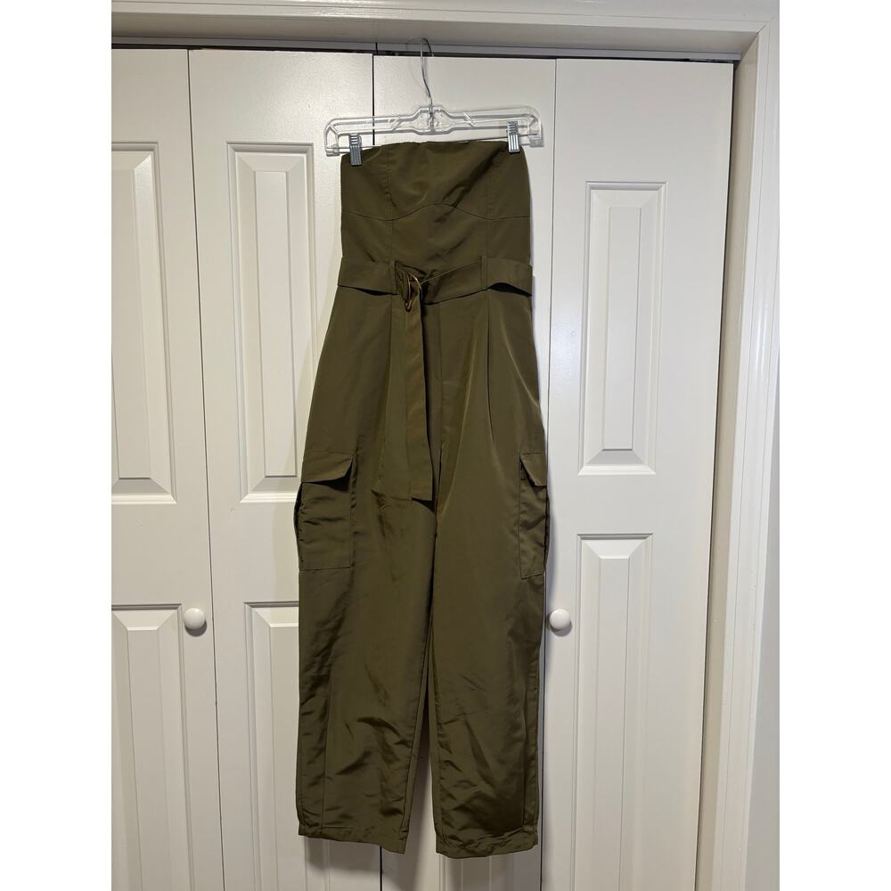 Olive Green Strapless Jumpsuit S - Picture 2 of 8
